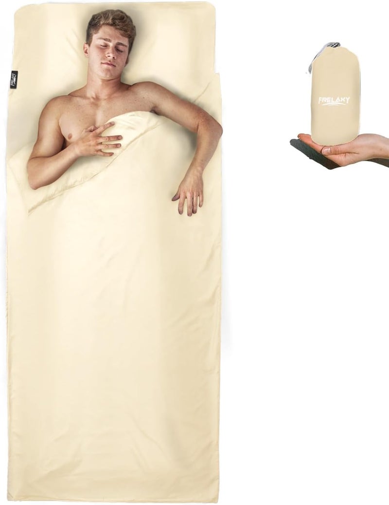Frelaxy Sleeping Bag Liner, XL Travel Sheet & Camping Sheet for Backpacking, Hotel, Hostels & Traveling, Comfy & Easy Care, Full-Length Zipper/No Zipper, 4 Seasons Warm Cold Weather - Image 1